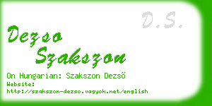dezso szakszon business card