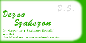 dezso szakszon business card